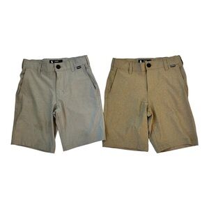Hurley Boys Charcoal & Tan Flat Front Shorts - Stylish
2-Pair Set, Size 7/8
